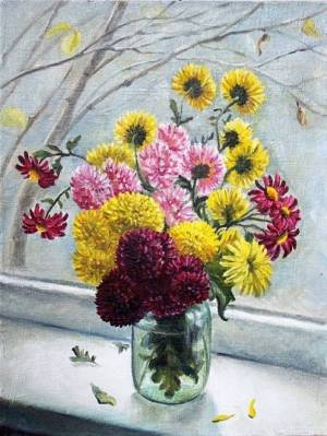 Картина «Осенние цветы» Холст, Масло 2013 г