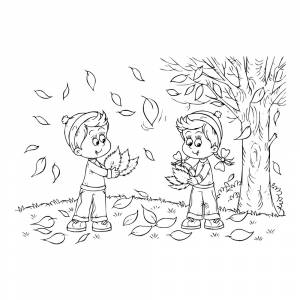 Раскраска Осень за окном