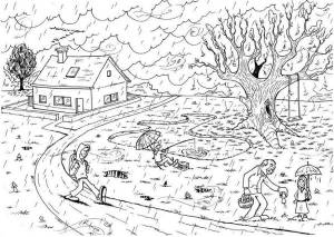 Картинки раскраски осенний лес