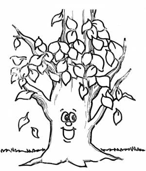 Раскраски осень, Раскраска Дерево осенью деревья