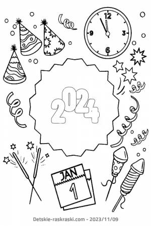 Раскраски на Новый год Дракона 2024