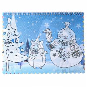 Книжка-раскраска многоразовая «Новый год» фломастеры 12 цв