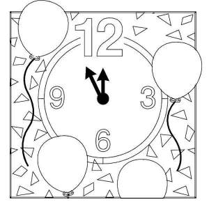 Раскраски Раскраска Часы почти проб полночь новый год