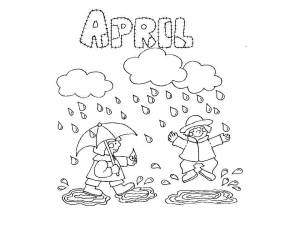 Раскраски Раскраска Дождливый апрель Календарь