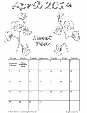 Раскраски апрель, Раскраска Апрель и цветы Календарь