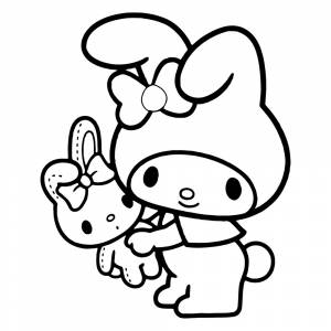 Раскраска Май Мелоди с плюшевым зайчиком