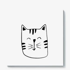 Холст «Милый котик Детский принт День влюбленных 14 февраля»