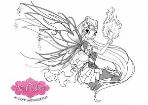 Раскраска магия Блум в превращении Блумикс Винкс