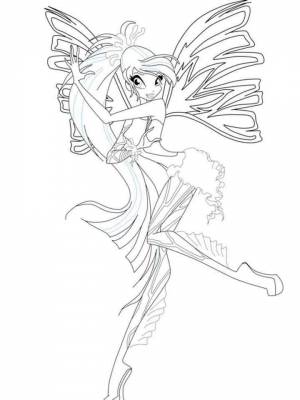 Раскраска Винкс Блум черно белая