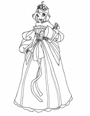 Раскраски блум, Раскраска Блум в платье Винкс