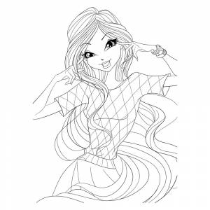 Раскраска Винкс Блум в нарядном платье