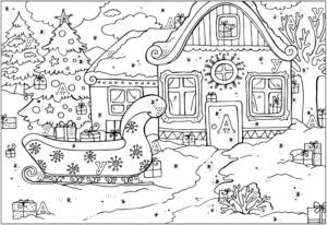 Раскраски зима, Раскраска зима
