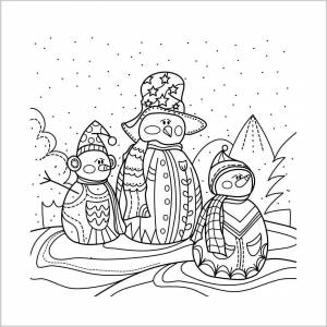 Зима раскраска сложная