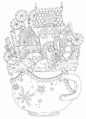 Зима раскраска сложная