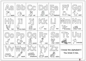 Раскраски Английский алфавит карточки