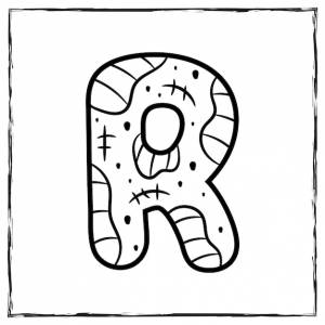 Хэллоуин английский алфавит буква r зомби эскиз темы для раскраски