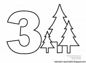 Раскраски Цифра 3 для детей