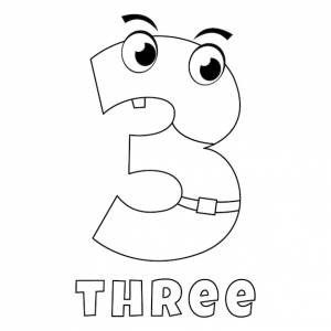 Раскраска номер 3 с цифрами три