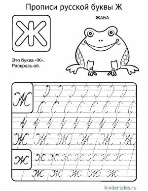 Буква Ж прописью» раскраска для детей