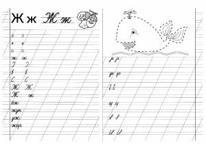 Раскраски пропис, Раскраска Прописи буква ж Прописи