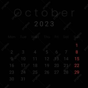 простой календарь на октябрь 2023 без украшений PNG , октябрь 2023 г, Oktober, календарь октябрь 2023 PNG картинки и пнг рисунок для й загрузки