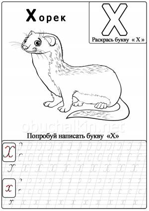 Прописи буква Х печатная