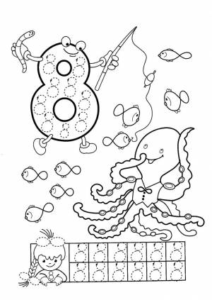 Раскраска цифра 8 для детей