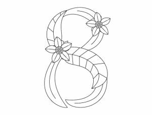 Раскраска цифра для обучения детей № 8