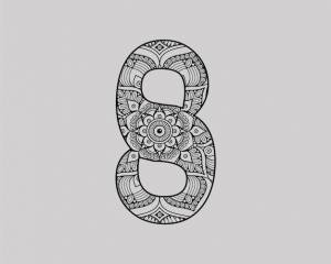 Черно-белый рисунок цифры 8