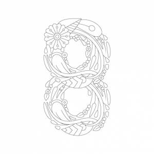 Раскраски с цифрами в стиле дудл номер 8