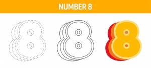 Номер 8 оранжевый лист для рисования и раскраски для детей