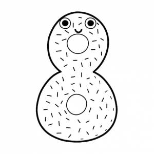 Симпатичный персонаж номер восемь для детей в общих чертах