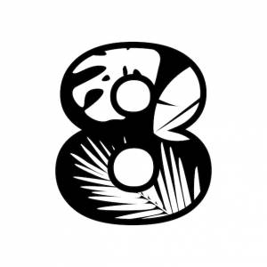 Тропическое число 8 пальмовые листья день рождения летнее время пляж числовая восьмерка