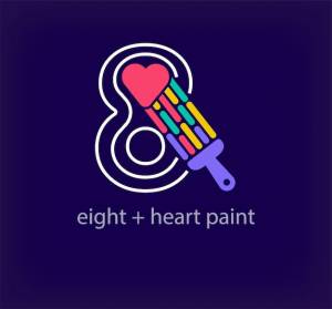 Креативный номер 8 логотип с краской в виде сердца уникальные цветовые переходы уникальная линейная буква номер раскраски
