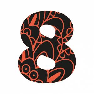 Красочная страница раскраски цифр для взрослых, книжка-раскраска с декоративным шрифтом для обучения детей