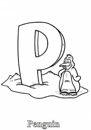 Раскраски буква, Раскраска буква p penguin буква