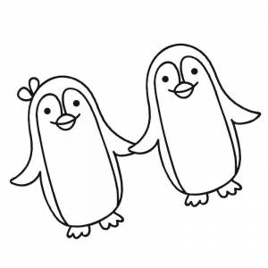 Раскраска парочка пингвинов