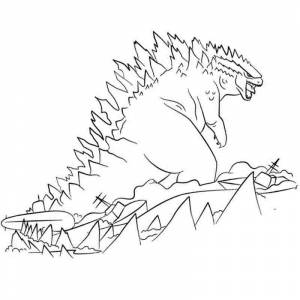 Раскраска годзилла в море