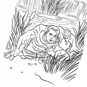 Раскраска песочный человек в воде