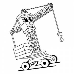 Раскраска веселый подъемный кран