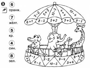 Раскраски с примерами 1 класс