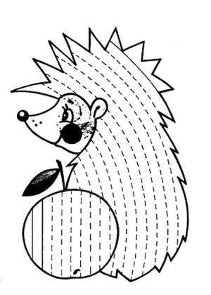 Раскраски штриховка, Раскраска штриховка ежик Прописи