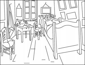 Раскраски Раскраска Спальная комната мебель