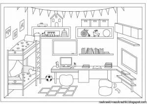 Раскраски Тока бока комнаты мебель
