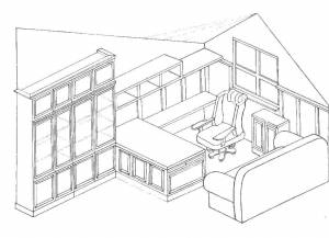 Раскраски Раскраска Кабинет мебель