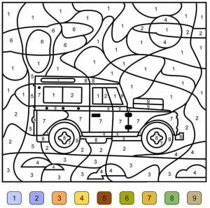 Раскраска по номерам машинки