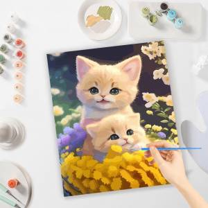 Рамка для рисования по номерам для взрослых, кошки и цветы, животные, раскраски по номерам, стартовые наборы для дома, настенный художественный декор 40x50