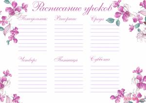 расписание уроков шаблоны  Amelica