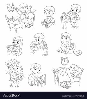 Режим дня раскраска для детей