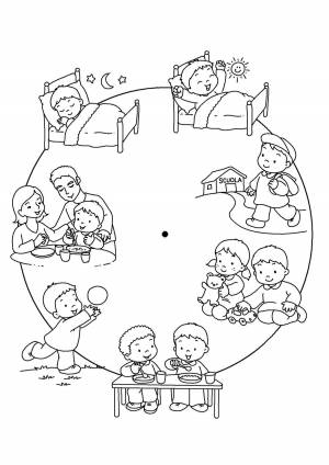Режим дня школьника начальных классов раскраска